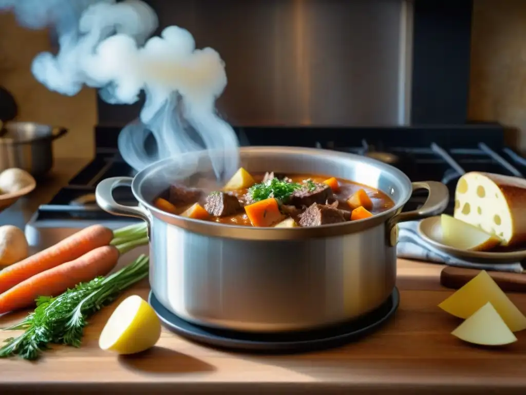 Un delicioso spezzatino italiano tradicional cocinándose en invierno