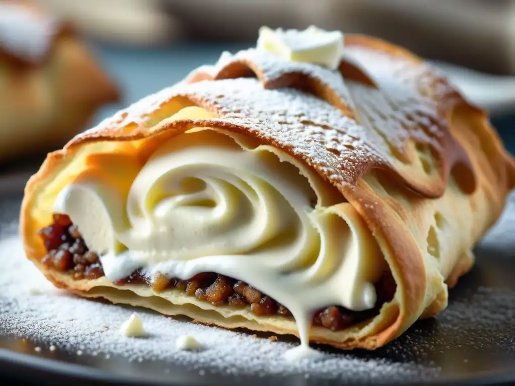 Detallado cannoli siciliano en un mercado callejero, adaptación del cannoli en comida rápida