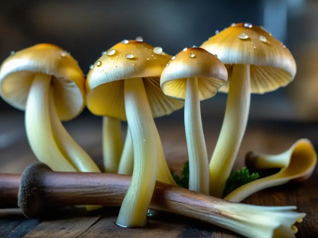 Detalle de exquisitas Setas de Cardo en Italia, con tonos terrosos, texturas realzadas y frescura natural en cocina rústica