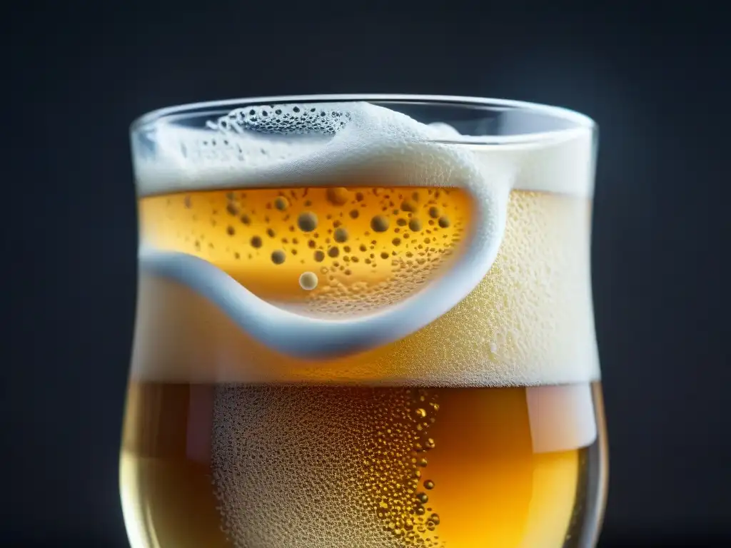 Detalle de fermentación de levadura en cerveza, simbolizando influencia alemana en fermentación italiana