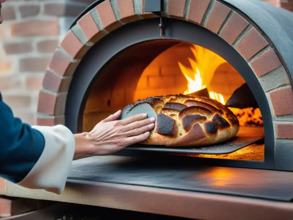 Detalle del mantenimiento horno de leña con artesano inspeccionando