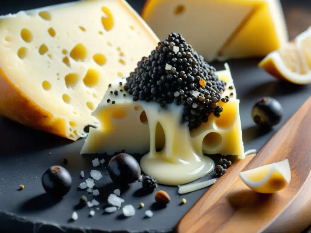 Detalle de pimienta negra recién molida sobre queso pecorino Romano, resaltando texturas y colores