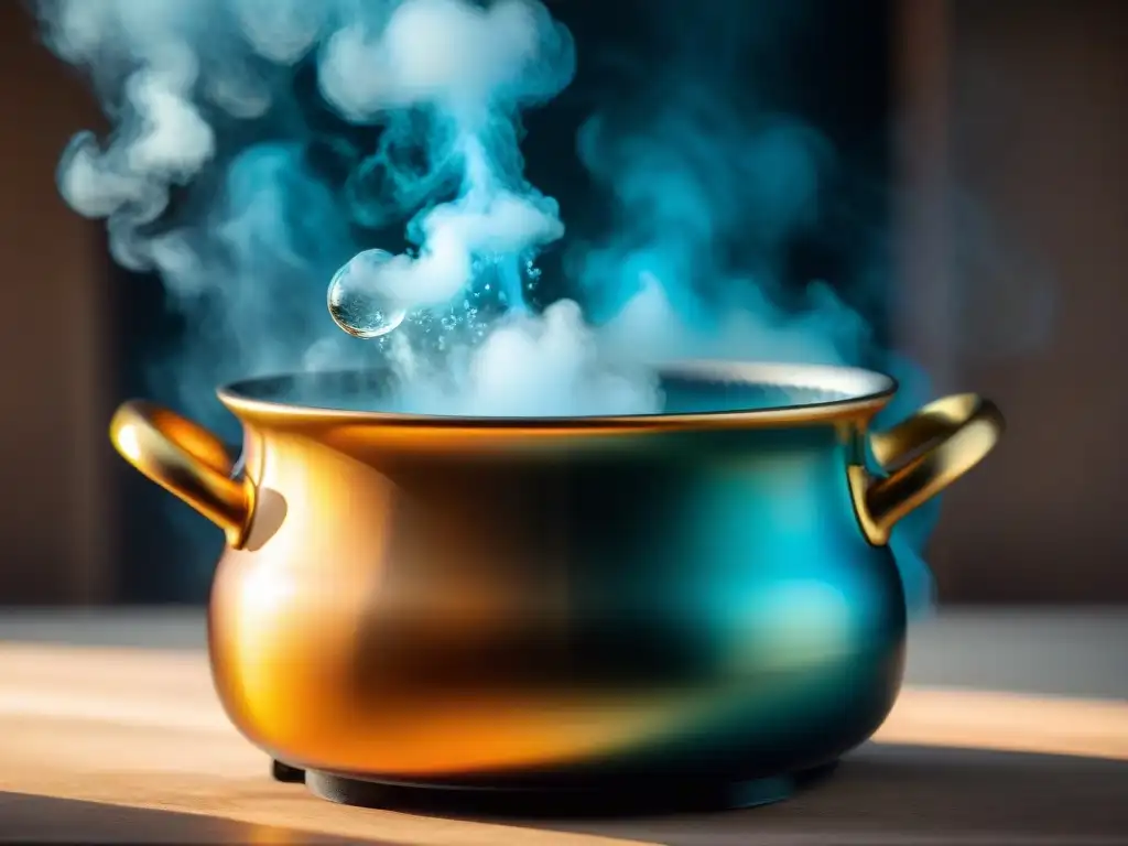 Detalle de una olla con agua hirviendo, burbujas y vapor, para Consejos para cocinar pasta al dente