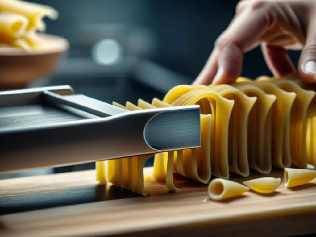 Detalle preciso del afilado cortador de pasta de alta gama