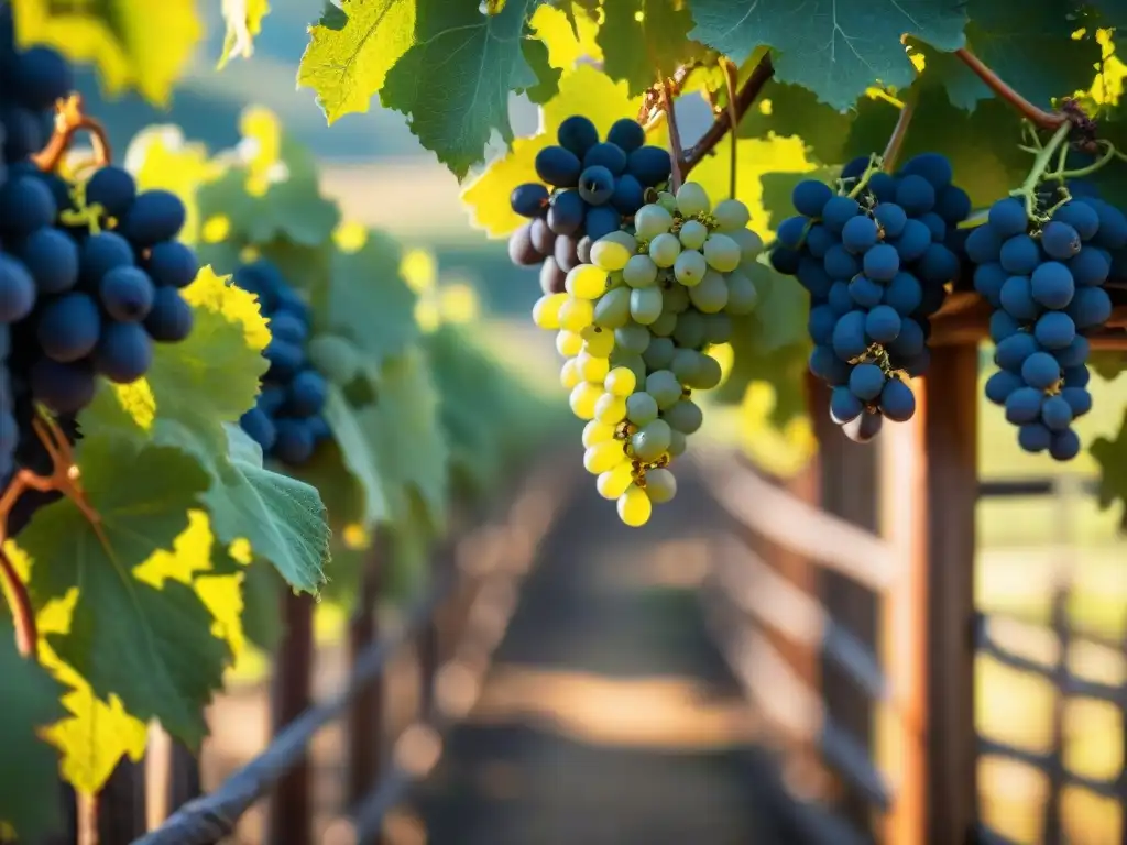 Detalle de viñedos antiguos en un soleado viñedo italiano, reflejando la historia y tradición de la viticultura italiana