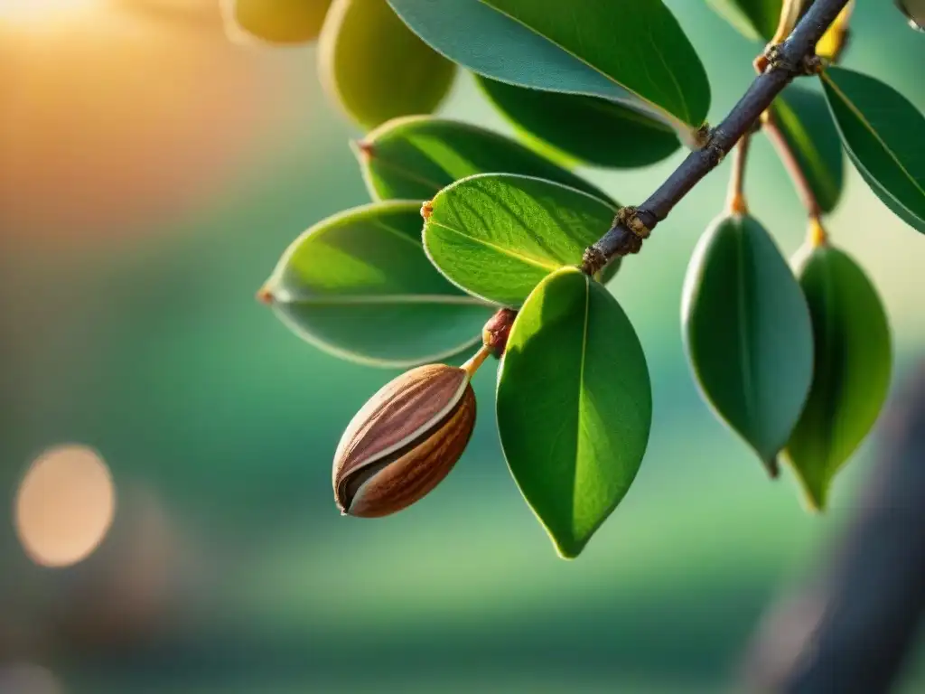 Detalles de almendras amargas italianas recién cosechadas con propiedades saludables