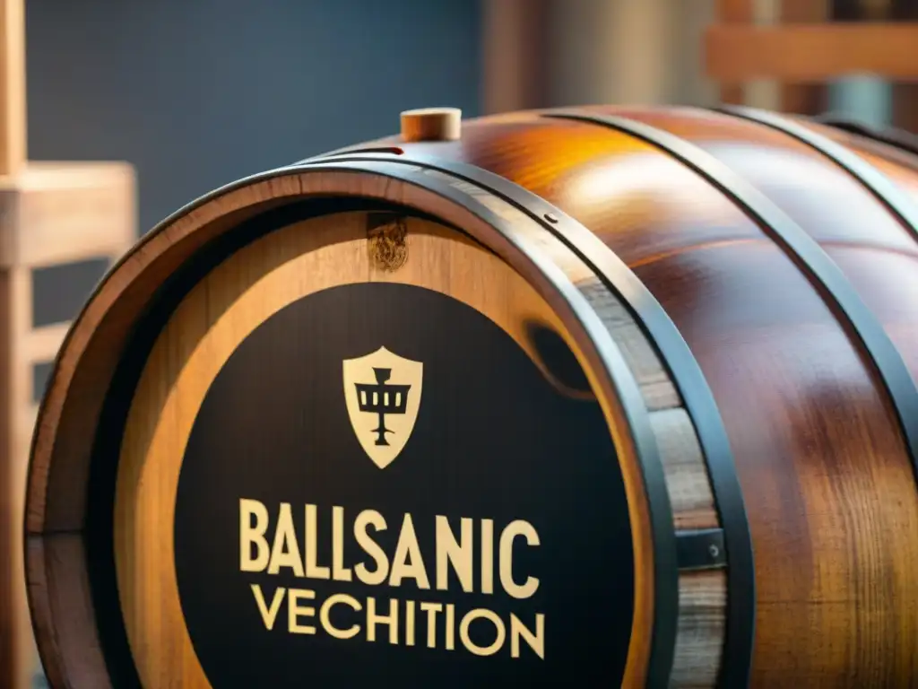 Detalles de barril de vinagre balsámico en Modena, Italia