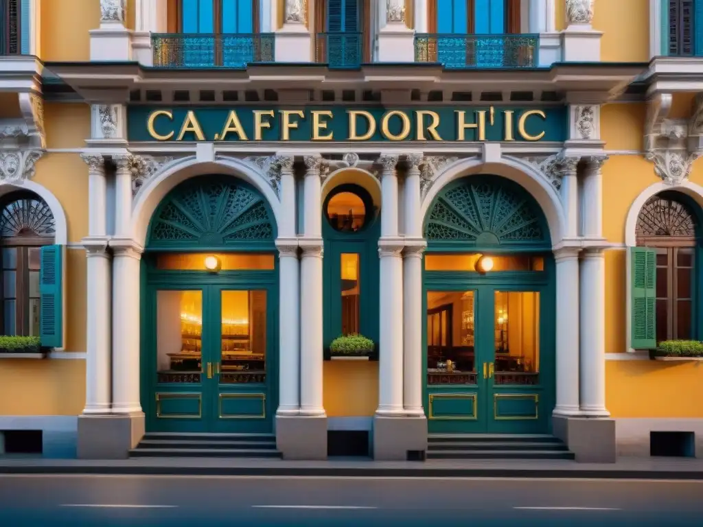 Exquisita fachada neoclásica de Caffè Pedrocchi en Turín Detalles neoclásicos de la fachada de Caffè Pedrocchi en Turín, Italia