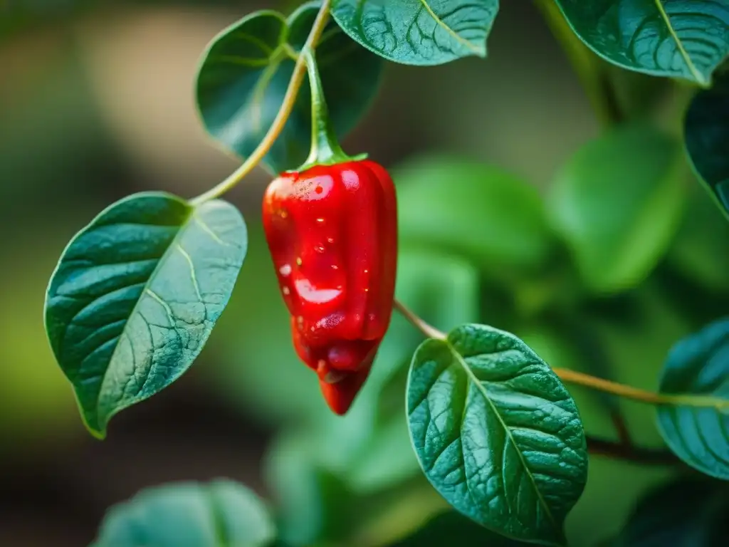 Detalles vibrantes del peperoncino rojo en la campiña italiana al amanecer