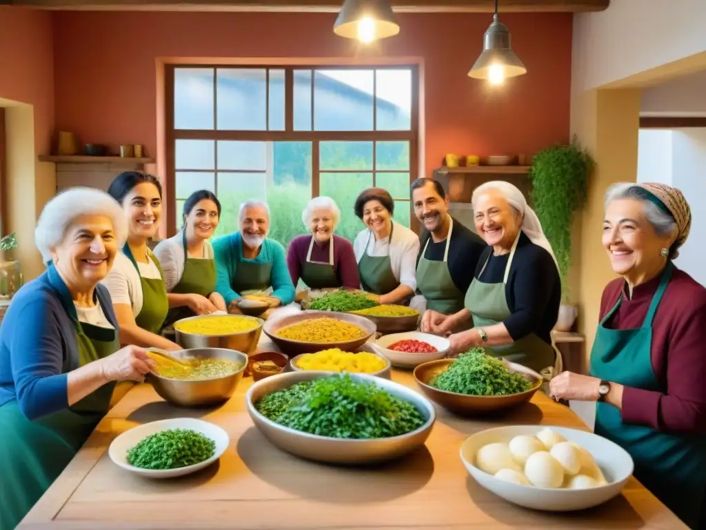 Diversidad en una comunidad preparando cocina italiana en proyecto comunitario
