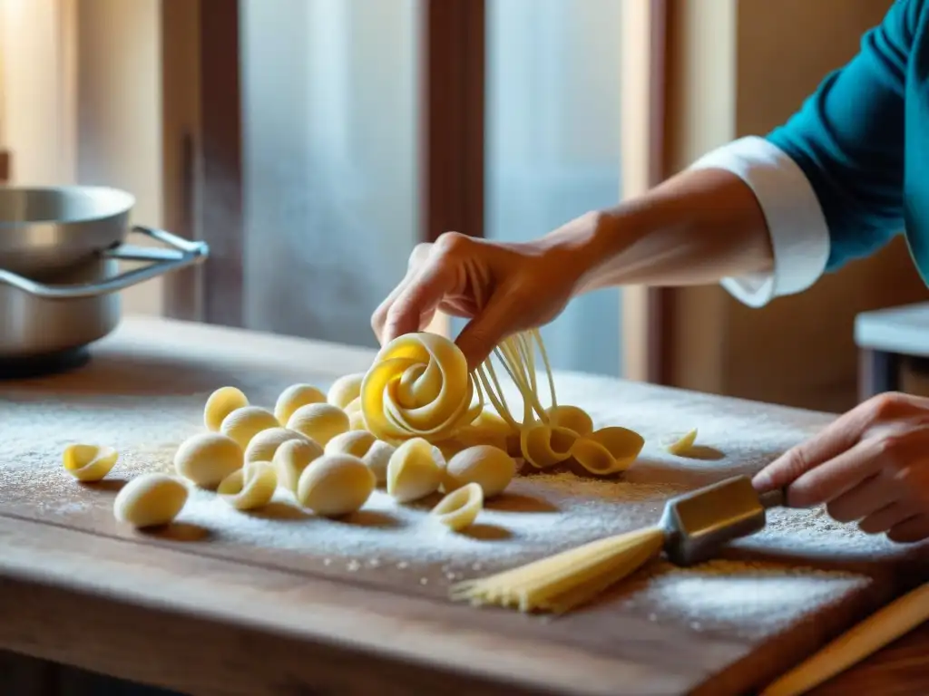 Elaboración artesanal de orecchiette en cocina italiana: Variedades regionales de pasta italiana