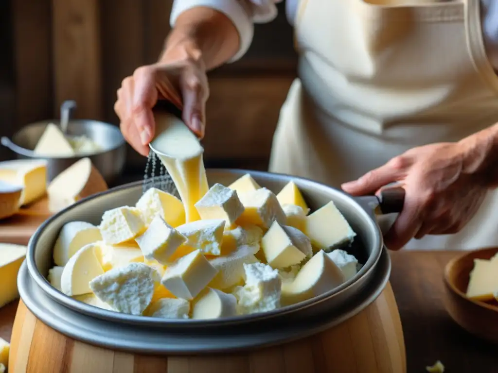 Elaborada ricotta queso italiano versátil, artesanía y tradición en cocina rústica