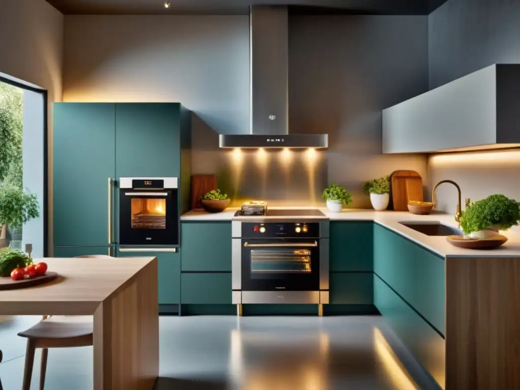 Electrodomésticos revolucionando cocina italiana en un ambiente moderno y elegante