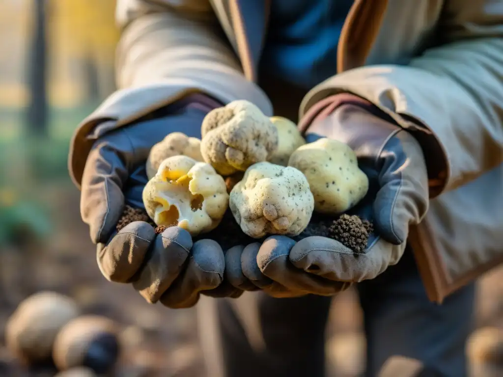 Emotivo retrato de un cazador de trufas italiano con su perro, y una exquisita trufa blanca recién desenterrada