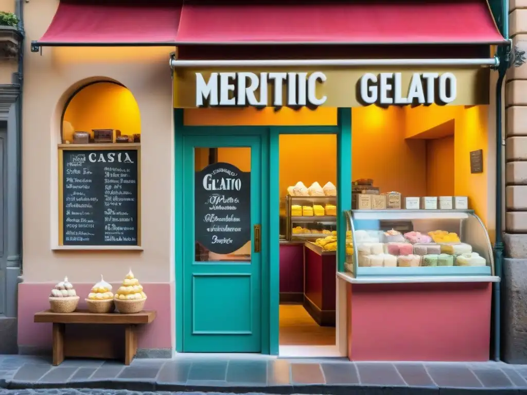 Encantadora gelateria italiana en Florencia con gelato recién hecho