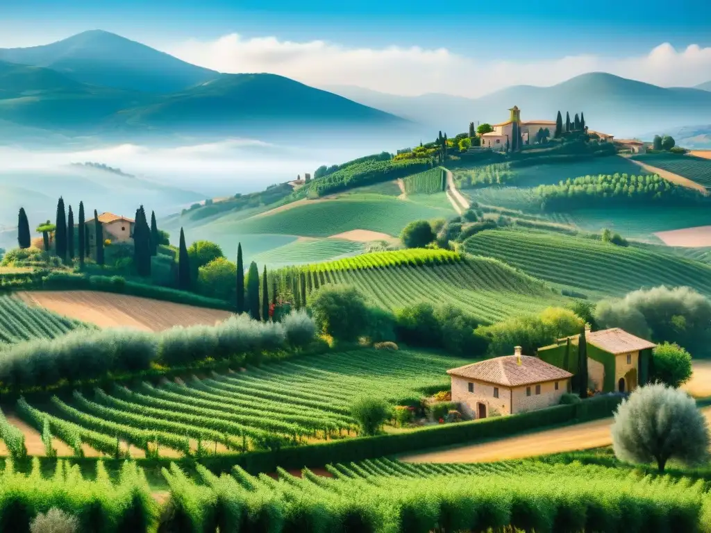 Una encantadora granja italiana con viñedos y olivares, donde se imparten clases de cocina tradicional