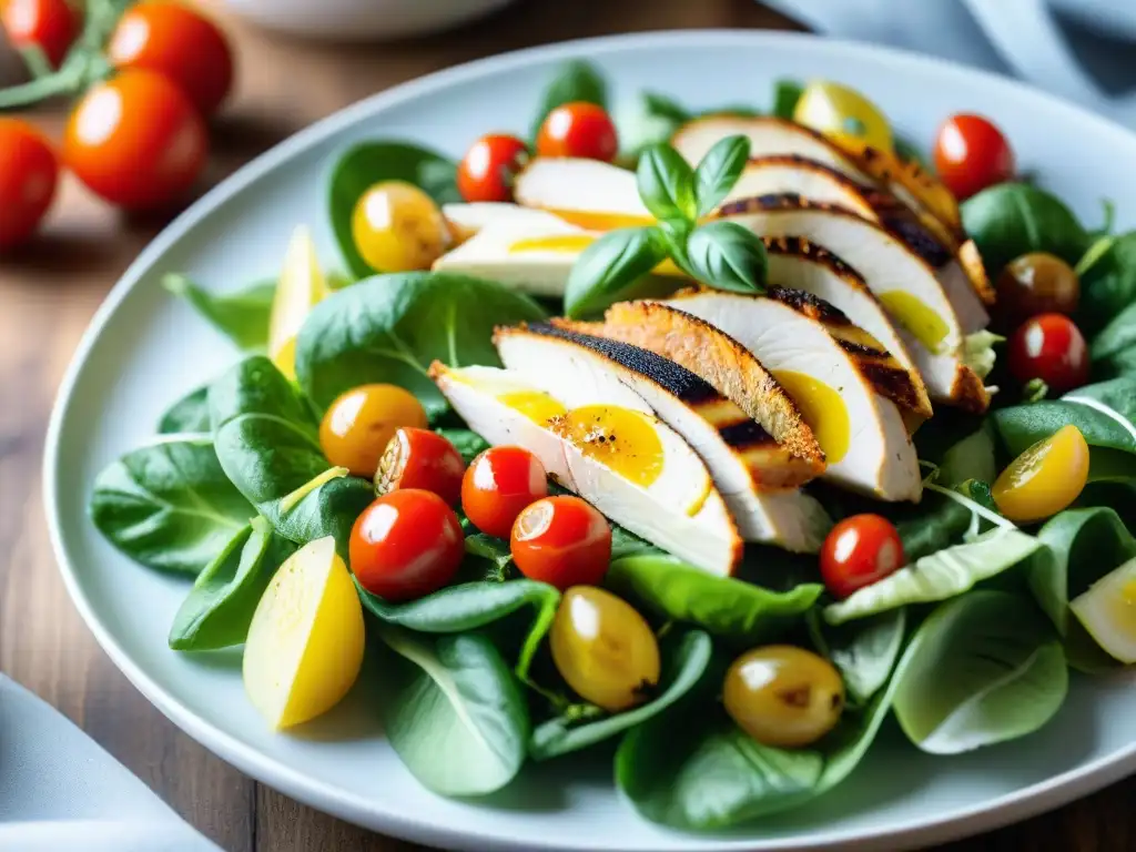 Ensalada César con toque italiano: una explosión de colores y sabores frescos en un plato elegante y moderno