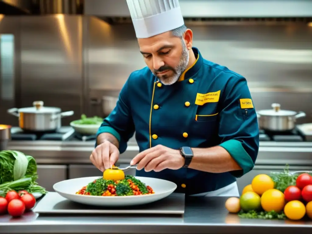 Ernesto Iaccarino diseñando una obra maestra culinaria en su vibrante cocina italiana