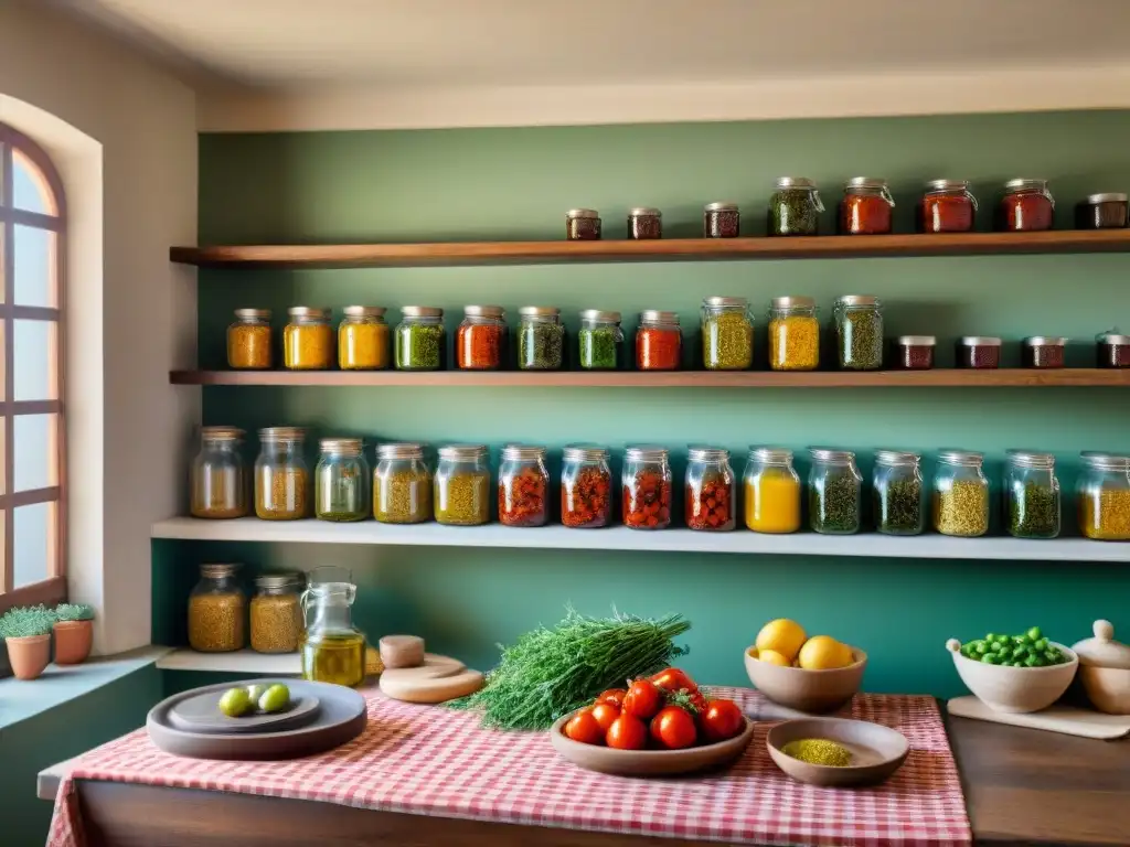 Escena acogedora de una cocina italiana rústica llena de secretos dieta mediterránea cocina italiana