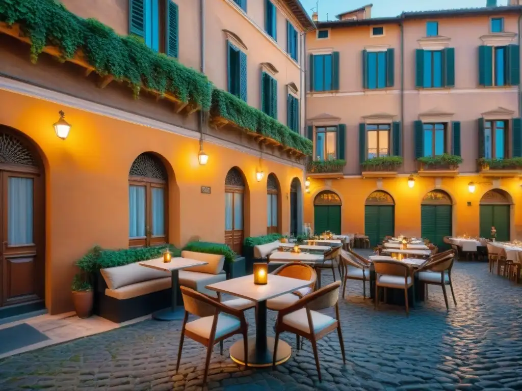 Escena detallada de las calles históricas de Roma con cafeterías tradicionales y clientes disfrutando de espresso al aire libre