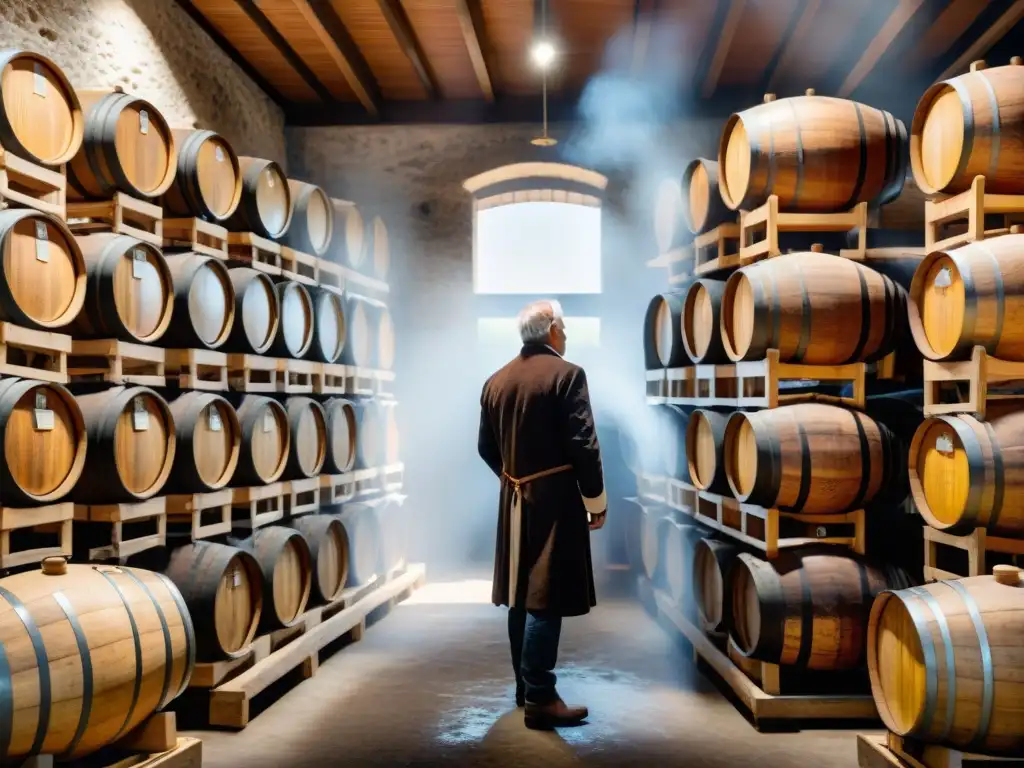 Una escena inmersiva que muestra el proceso tradicional de producción de vinagre balsámico en Italia