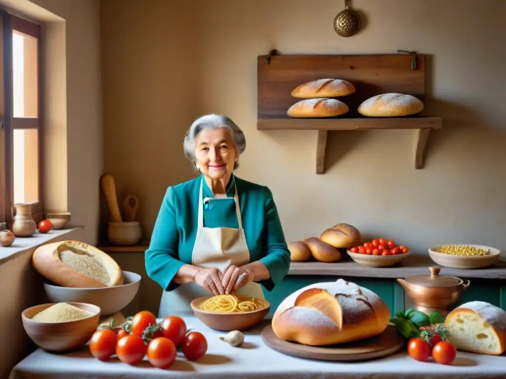 Una escena nostálgica de cocina italiana con recetas antiguas y tendencias culinarias