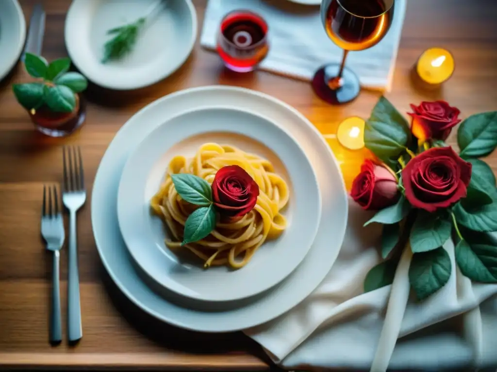 Escena romántica en uno de los mejores restaurantes italianos para cenas románticas