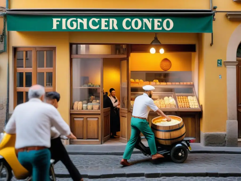 Escena vibrante en una gelatería histórica de Florencia en el siglo XVII, evocando el origen y variedades del gelato italiano