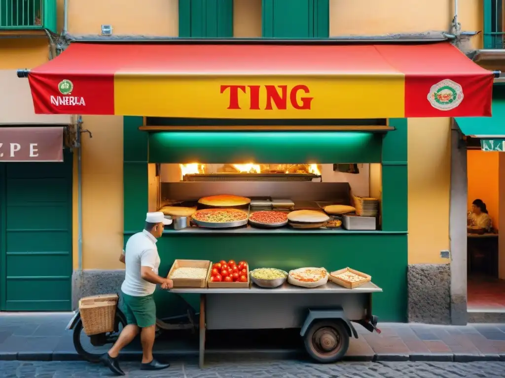 Escena vibrante en Nápoles: pizzería tradicional con horno de leña