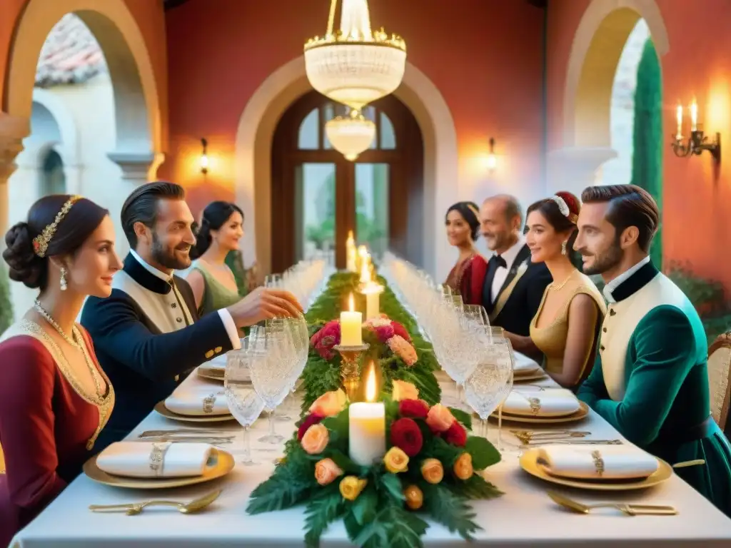 Espléndida cena renacentista en villa italiana con cenas históricas Italia festivales