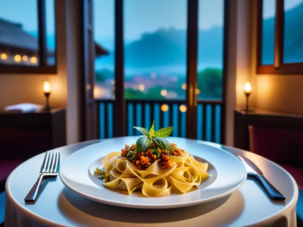 Exclusiva mesa en restaurante italiano con menús degustación y sofisticación en ambiente acogedor iluminado por velas