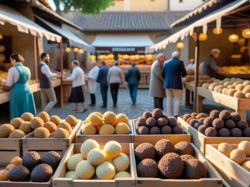 Una experiencia gastronómica inmersiva en el mercado de trufas de San Miniato, con clientes curiosos y vendedores expertos