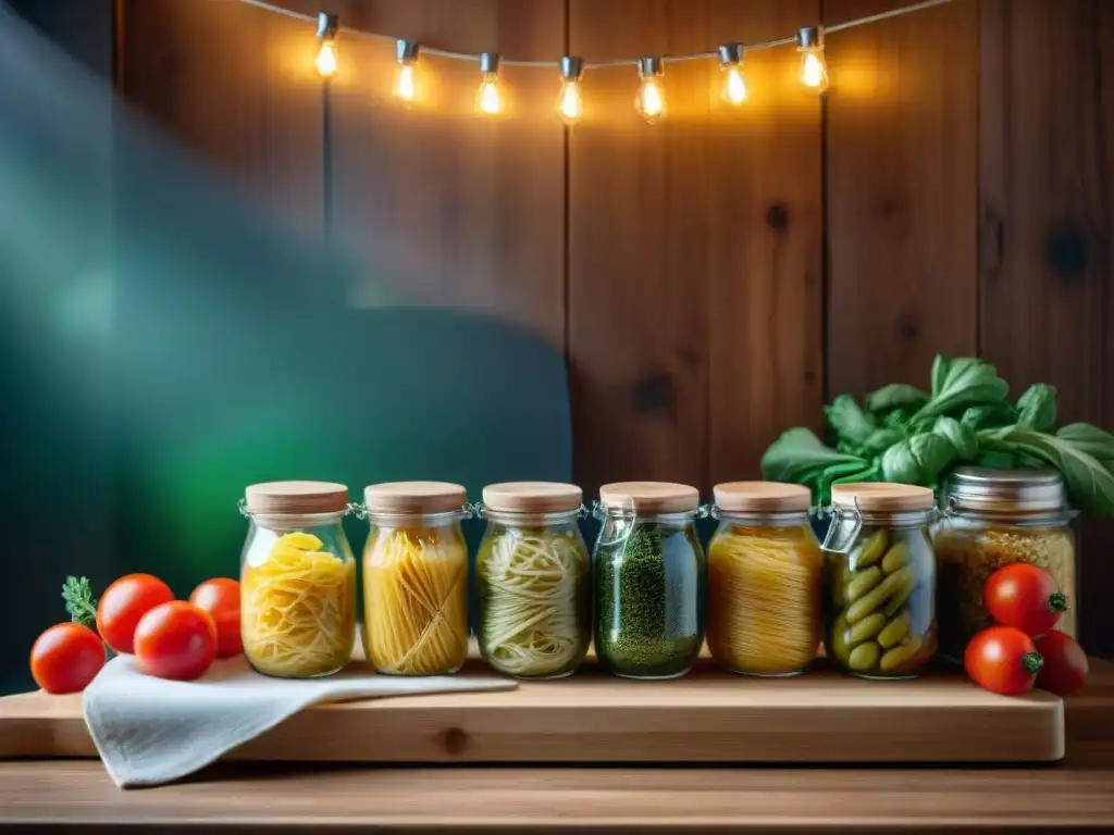 Experiencia interactiva en un bar de pasta rústico con elementos esenciales y atmósfera acogedora