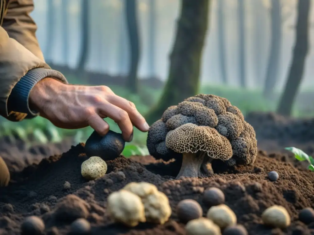 Un experto buscador de trufas desentierra un raro tesoro gastronómico en un bosque italiano