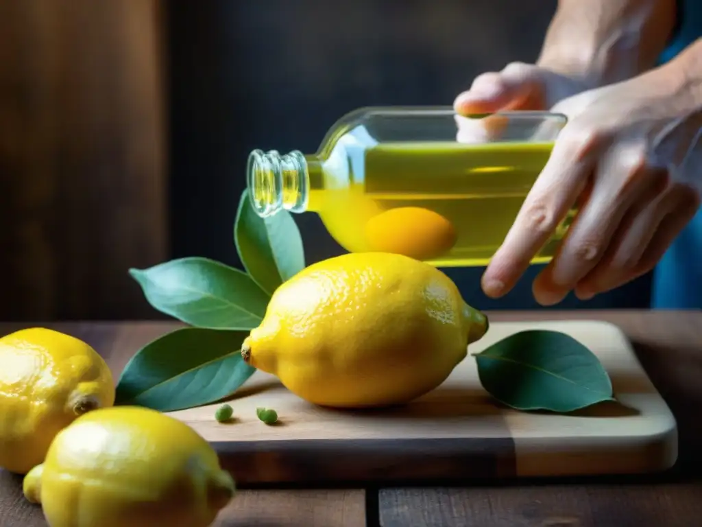 Un experto rallando la cáscara de limón para la Receta Limoncello Casero Italiano