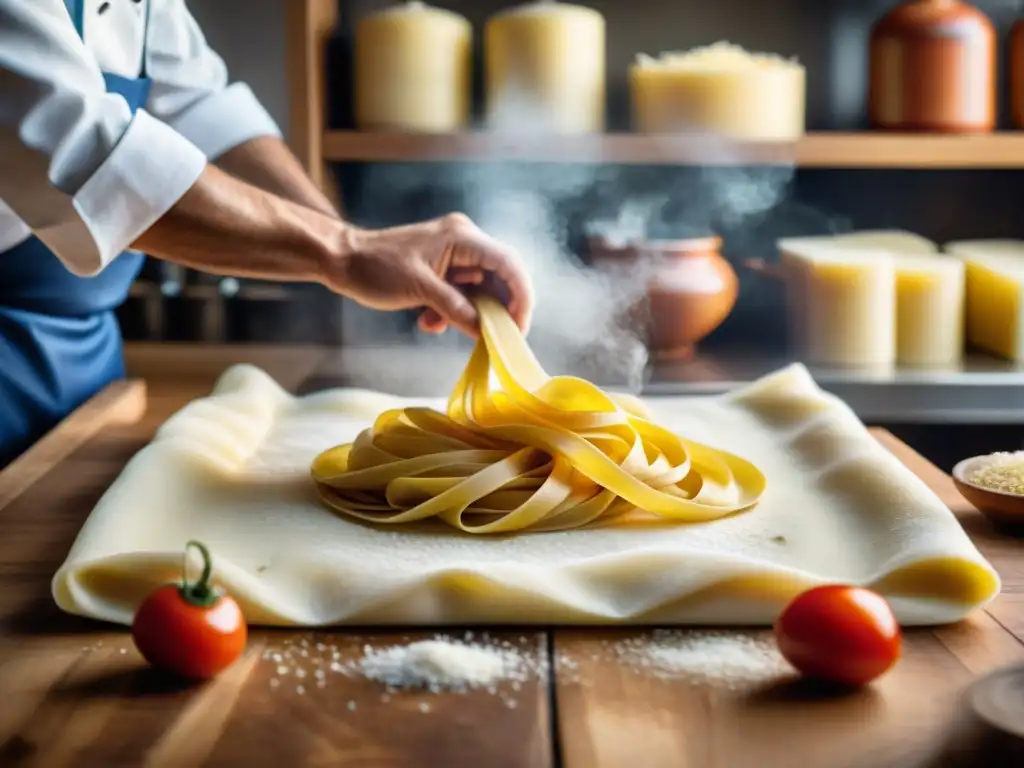 Un experto chef italiano elabora con destreza platos italianos tradicionales exclusivos