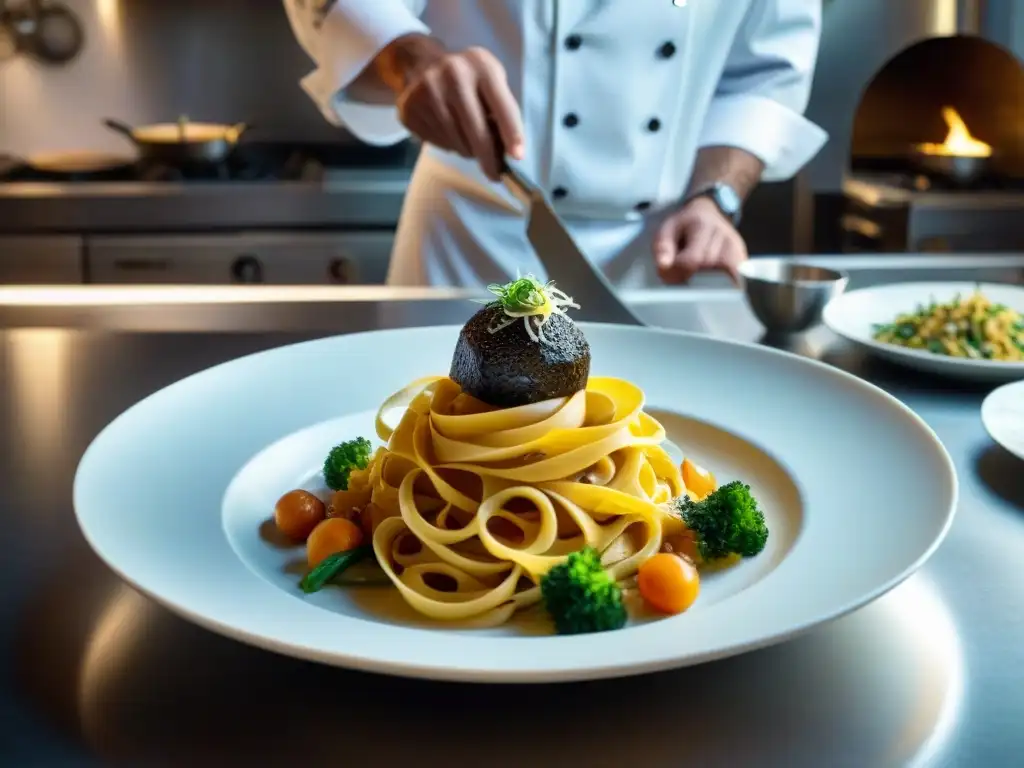 Exquisita presentación de un plato italiano en restaurante galardonado