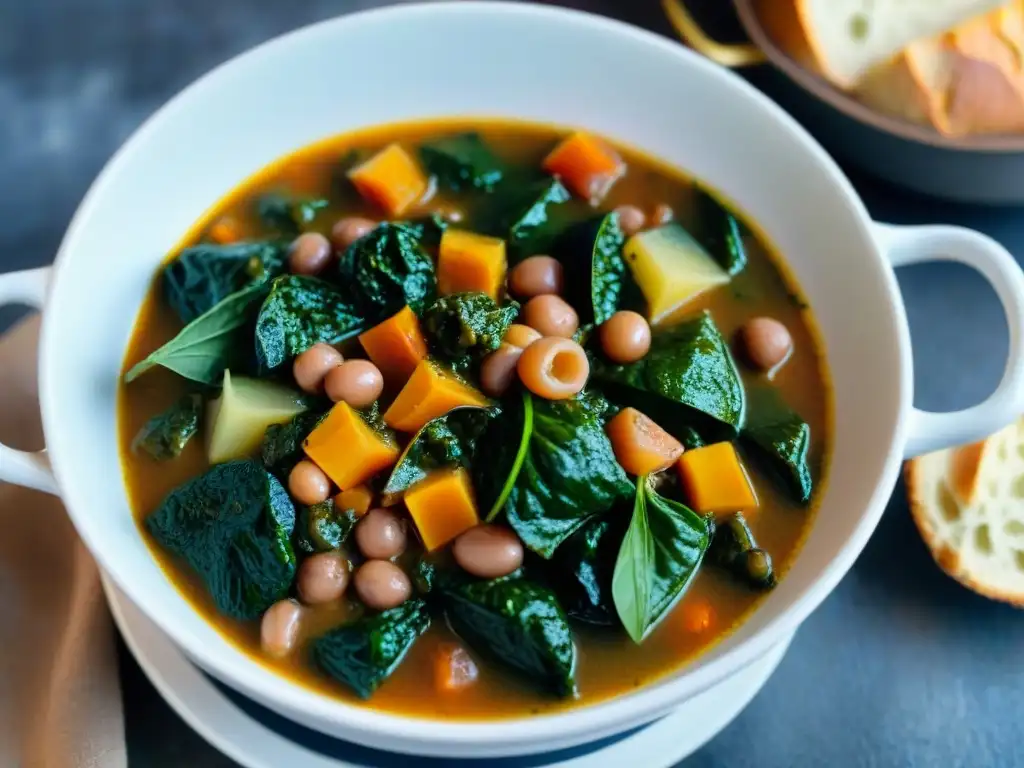 Exquisita receta auténtica ribollita toscana con vibrantes colores y aromas tentadores