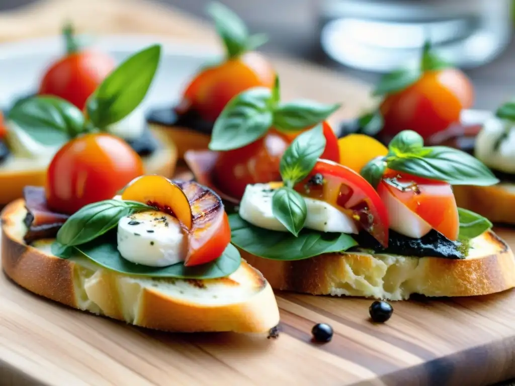 Deléitate con una exquisita selección de canapés italianos tendencia cocina en una presentación artística y apetitosa