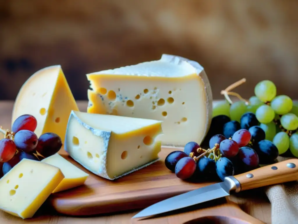 Una exquisita tabla de quesos italianos tradicionales con maridaje perfecto