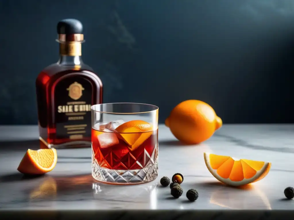 Un exquisito cóctel Negroni, con sabores étnicos, en un entorno italiano tradicional