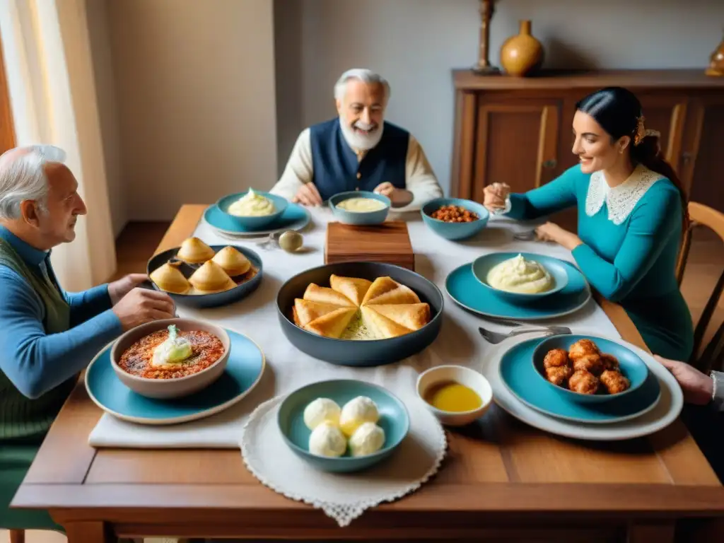 Una familia italiana disfrutando de una comida tradicional con beneficios de la ricotta italiana, compartiendo lazos y herencia