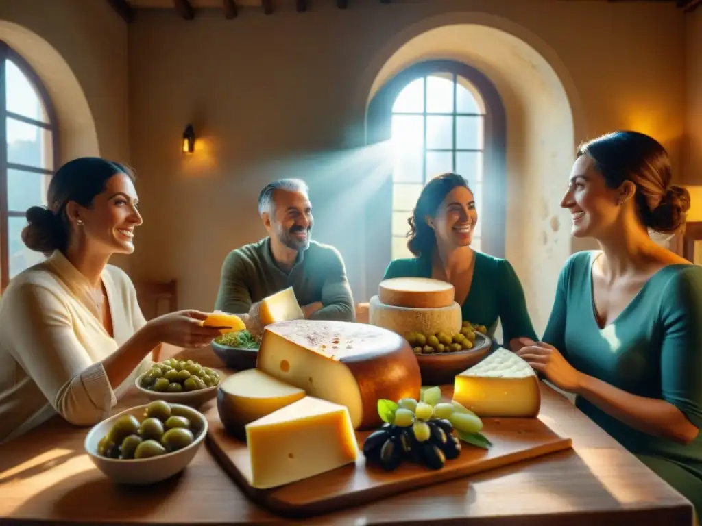 Una familia italiana disfruta de una festiva comida con Provolone Valpadana