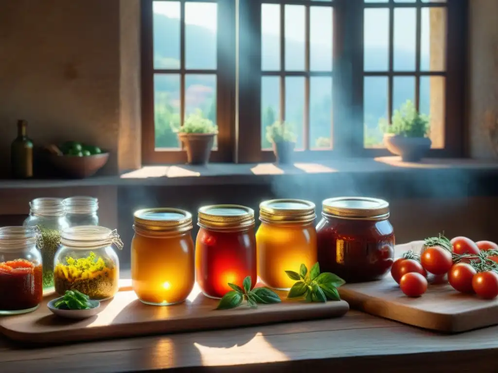 Una familia italiana tradicional elaborando alimentos en técnicas tradicionales de conservación