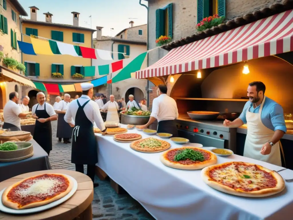 Un festín de Platos italianos tradicionales y tendencias en una cocina típica durante un festival regional