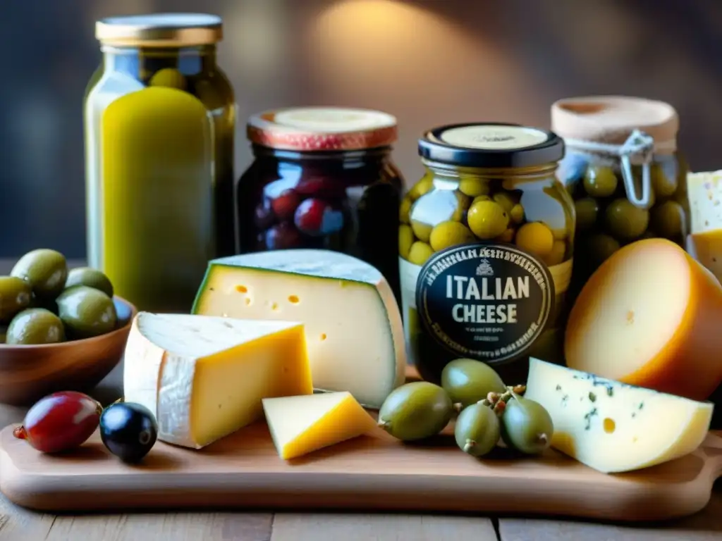 Un festín de sabores y colores italianos en un tablón de madera