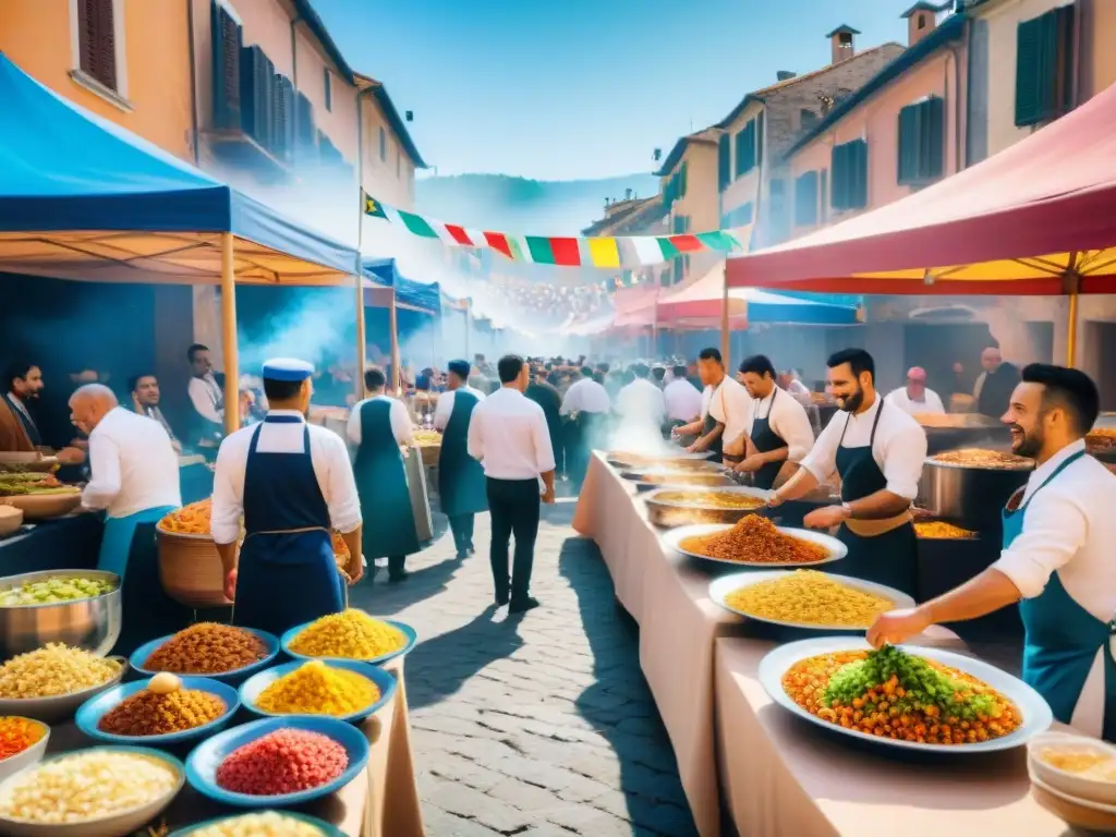 Un festival gastronómico en Italia con cocina étnica vibrante y diversa