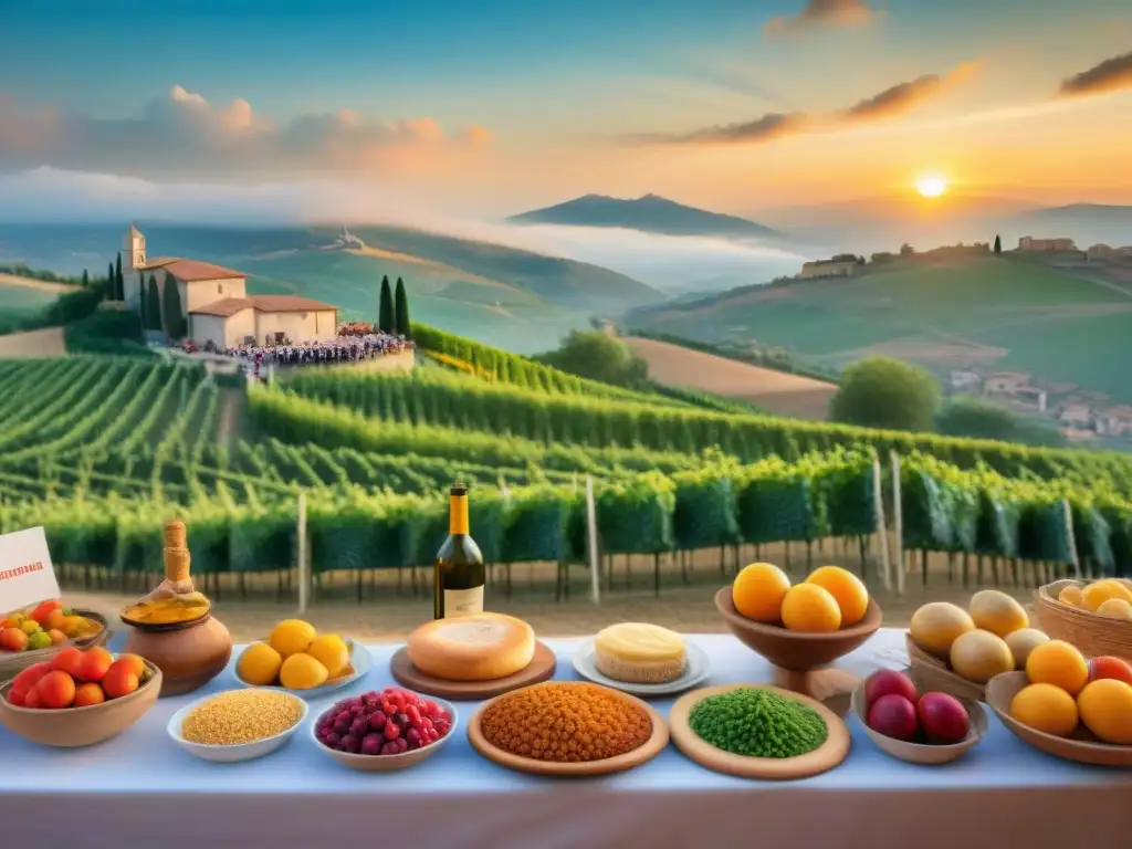 Festival de agroturismo italiano: sabores, tradición y comunidad Festival agroturismo gastronómico en Italia: escena vibrante con comida tradicional, artesanías y visitantes disfrutando