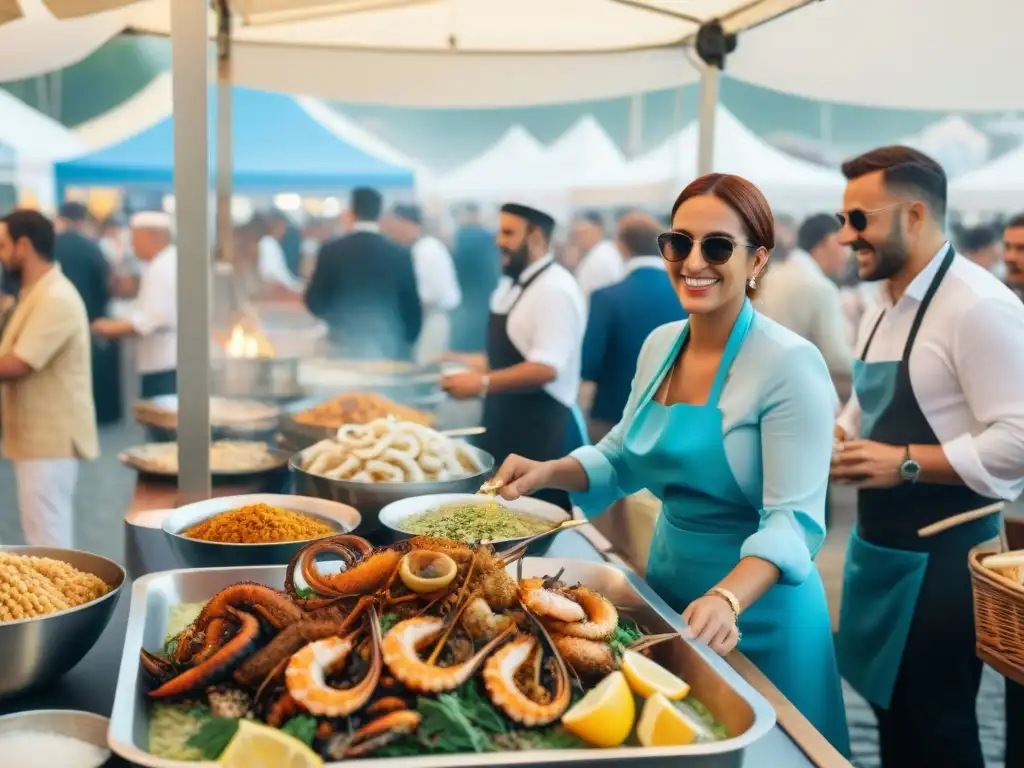 Festival italiano de mariscos: platos mariscos italianos festivales en un bullicioso festival con delicias frescas y coloridas