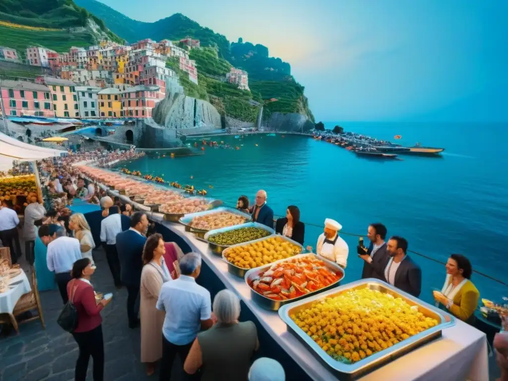 Festival de mariscos italiano en Cinque Terre: platos mariscos italianos festivales en la costa